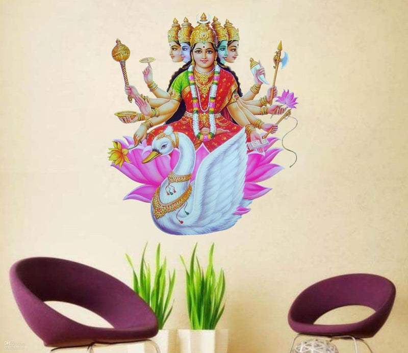 Delight Art Gayatri Maa Design Wall Sticker Size - (48 * 56) cm Model id - (DAMC00740L)