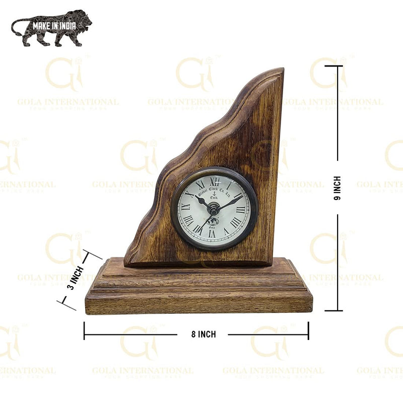 Gola International Antique Replica Handmade Triangle Wooden Table Clock