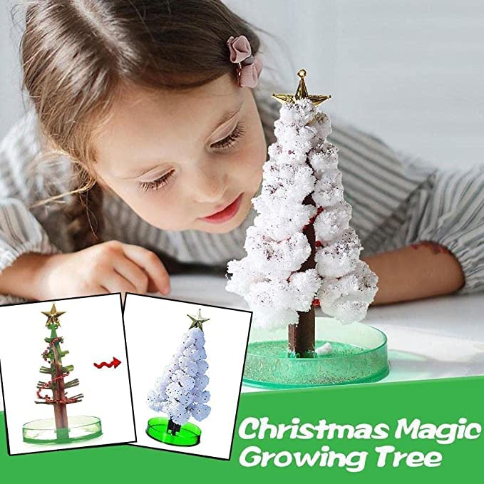 MOBCLIXS Magic Growing Christmas Tree, Magical Crystal Christmas Tree,Magic Growing Crystal Christmas Tree Kit Novelty for Kids DIY Ornaments/Wall Hanging Giftsand Party Toys Green