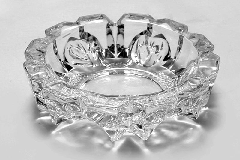 You God Crystal Quality Glass Ash Plate Tray, Square Tabletop, Smoke Collectible, Tribal Decoration, Square Glass, Round Tabletop, Glass Ashtray, Smoke Collectible (Round Glass 13.5 x 13.5 x 4 cm)