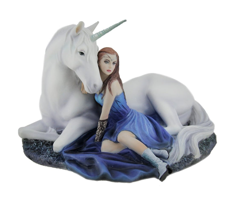 Veronese Resin Statues Anne Stokes Blue Moon Unicorn Hand Painted Fantasy Statue 7.5 X 5.25 X 5.75 Inches Blue