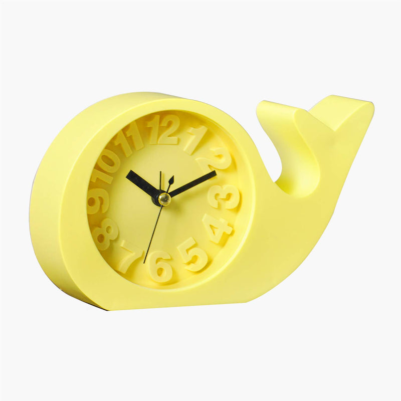 EZ Life Whale - Kids Desk Alarm Clock - PP - Yellow - Home and Office Décor, Decorative Modern Clock, Living Room, Bedroom Kitchen Office School - Stylish Desk Clock - Pack of 1