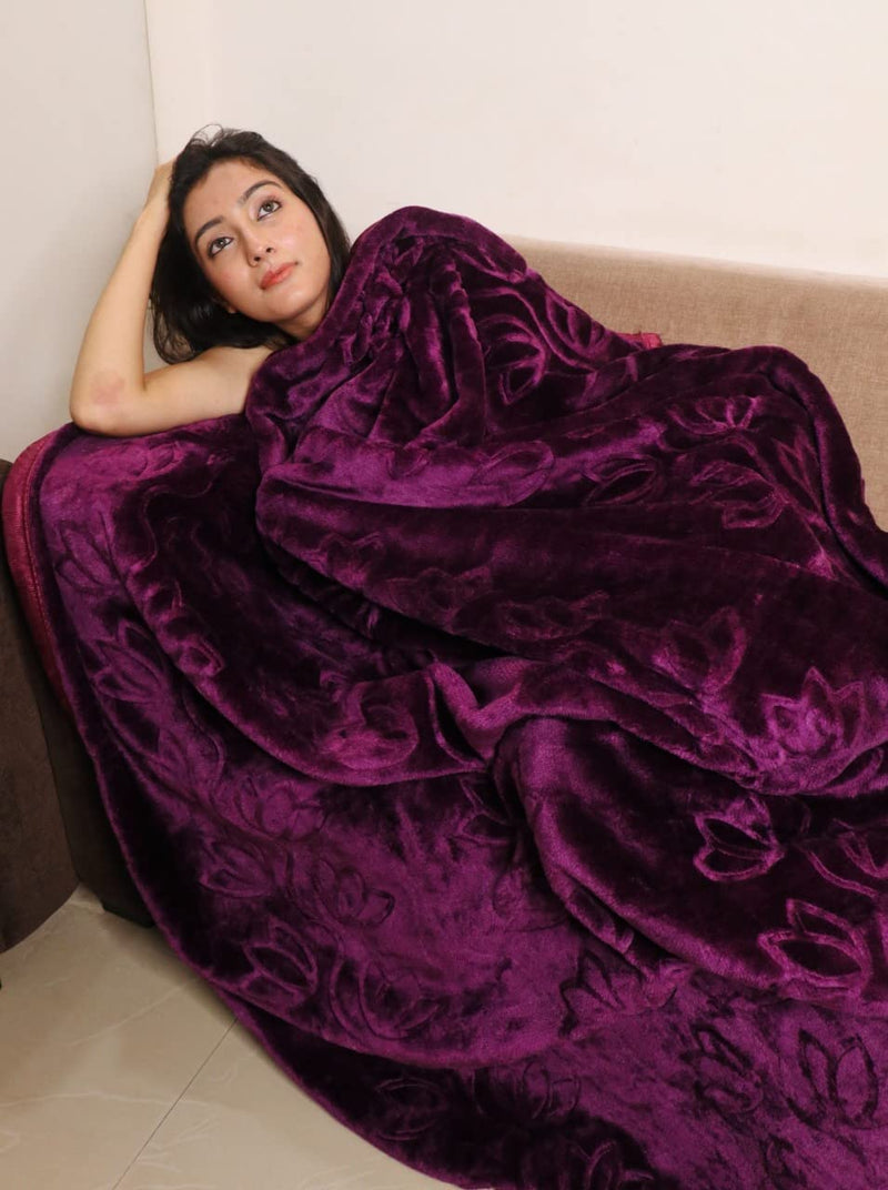 OM ENTERPRIES Microfiber 200 GSM Soft and Warm Mink Blanket for Winter Single,Double Bed Skin Friendly (Wine, Single)