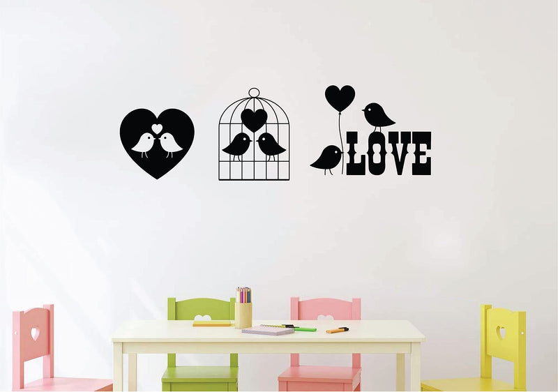 VVWV Love Birds Wall Stickers for Office Living Room Kids Room Home & Kitchen Decor L x H 90 x 30 Cms