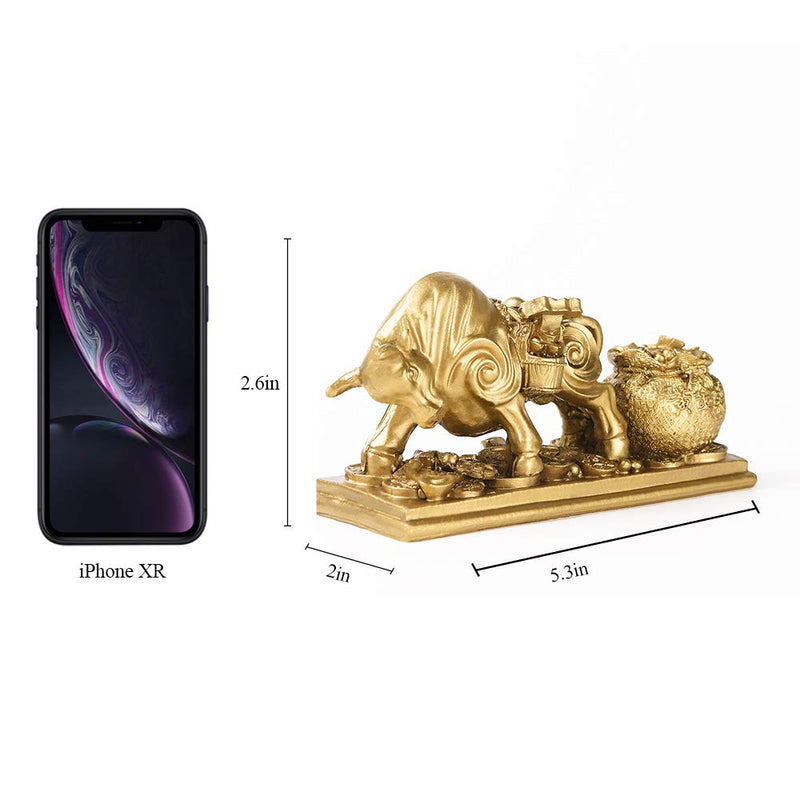 BRASSTAR Resin fengshui Statue Bull Bring You Gold Attract Wealth Fortune Luck Gather Wall Street Business Gifts Financial Securities Mascot Office Home Decor PTWQ020