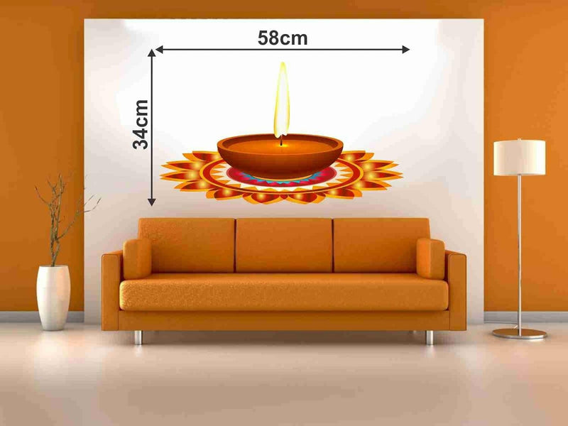 GADGETS WRAP Diwali Decorative Deepak Wall Sticker & Decal (Vinyl, Size- 58 CMX 33 CM)