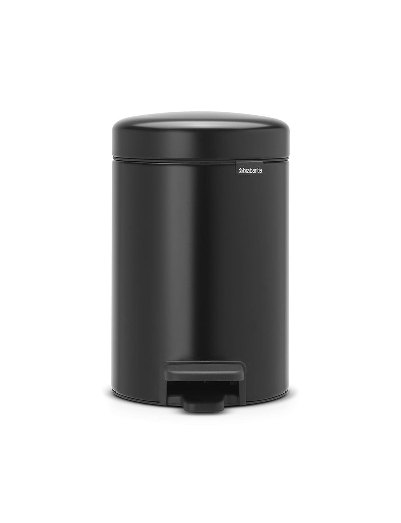 Matt Black, 3 L : Brabantia Pedal Bin newIcon with Plastic Inner Bucket, 3 Litre - Matt Black