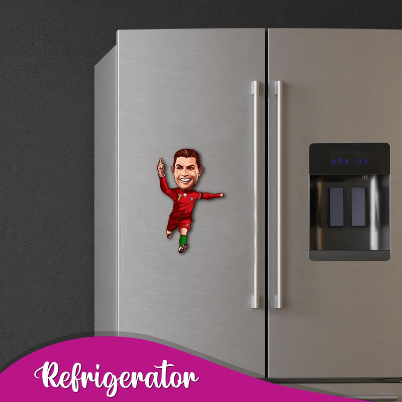 Bhai Please Ronaldo Wooden Fridge Magnet (Pack of 1) | Football, Soccer, Clubs, Sports | Gift for Husband, Boyfriend, Men, Football Fans |Birthday