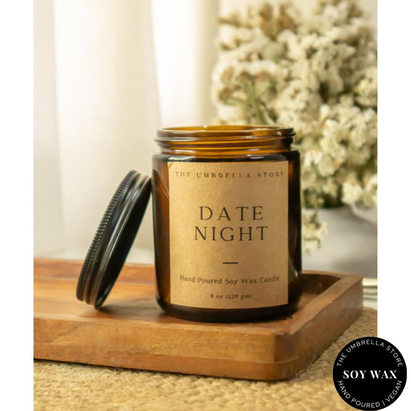 THE UMBRELLA STORE Date Night Scented Candle, Scented Candle for Bedroom, Blend of Rose & Oud, Scented Soy Wax Candle