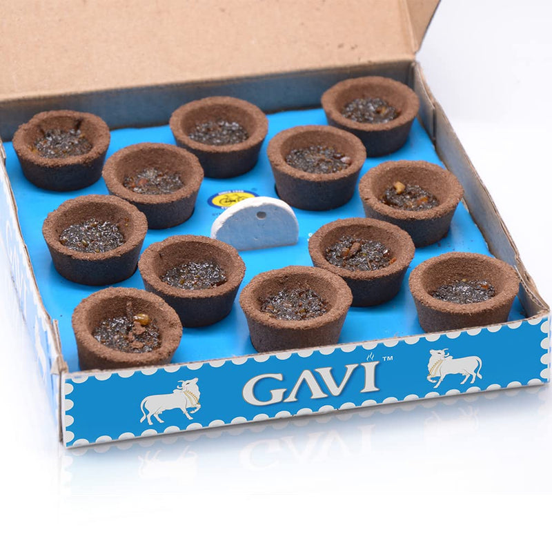 Cycle Pure Gavi Cow Dung Sambrani Dhoop Cups for Pooja (36 pcs) | Havan Cups for Pooja, Home & Festivals | Guggal/Loban Dhoop Original | Cow Dung Dhoop | Pack of 3 (12 Cups/pack + 1 burner plate/pack)