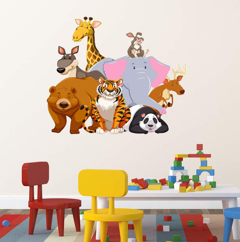 Tuffuk Jungle Animals Large Vinyl Wallstickers for Home Decorations(50 cm x 40 cm)4TZ315