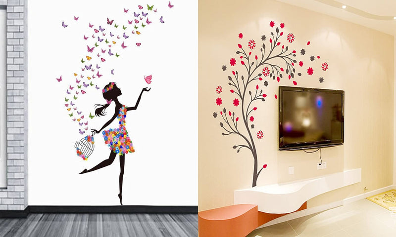 WalltechSet of 2 Wall Sticker Dream Girl and Magical Tree Wall Sticker