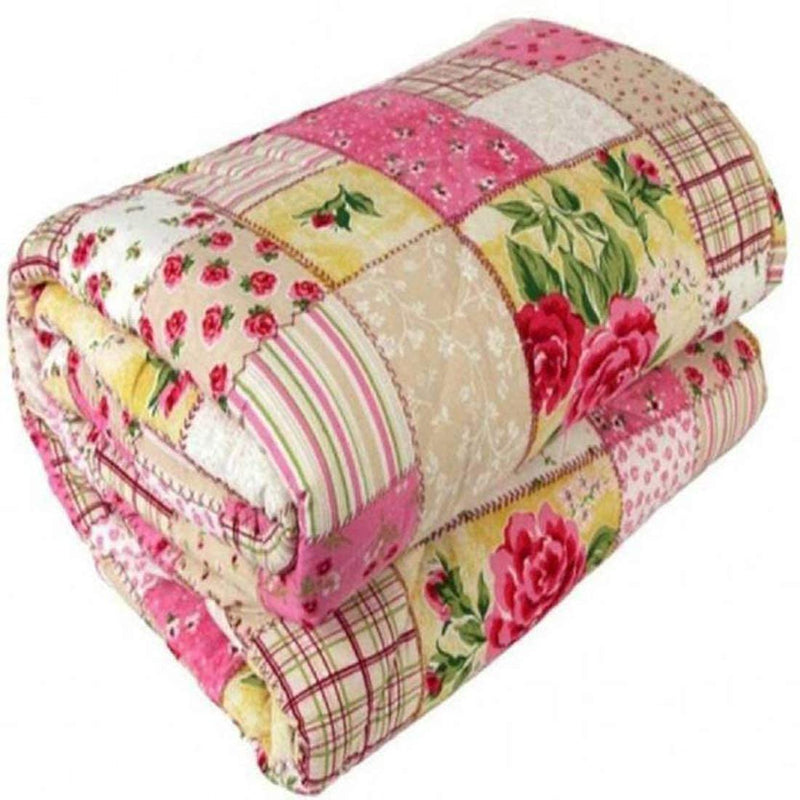 WONDERLOOK Reversible Single Bed AC Blanket Dohar Combo Set of 2 Pc (Polycotton, Multicolor) (Pink Rose Print)