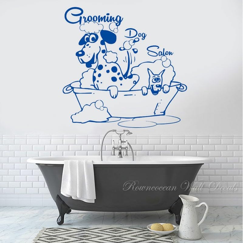 GADGETS WRAP Vinyl Grooming Salon Dog Wall Sticker Vinyl Interior Home Decor Blue