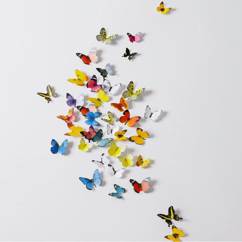 SMART WINDOW Multicolour 3D Butterflies Vinyl Self Adhesive Home Decor Wall Sticker 19 Pieces Butterfly Sticker Sheet (21 CM X 29.7 CM)