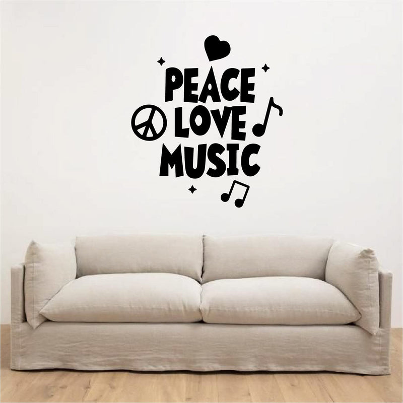 VVWV Peace Love Music Connects Quotes Wall Stickers Kids Bedroom Living Room Home Restaurant Wall Decoration L X H 55 X 62 Cms