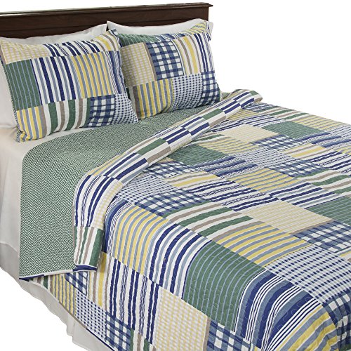 Lavish Home King Lynsey 3 Piece Quilt Set, Multicolor