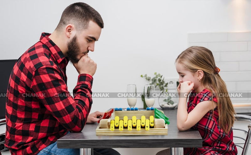 Chanak Shut The Box Dice Game, Classic Flip Me Multiplayer Game for Kids & Adults, Fun Wooden Tabletop Shut The Box Dice Game for Improving Math & Motor Skills for Kids Above 5 Years, BIS Approved.