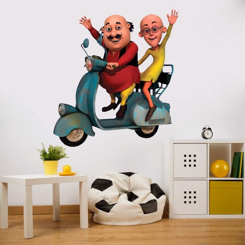 DivineDesigns™ Motu Patlu on Scooter Wall Sticker