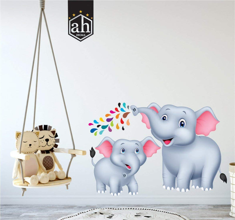 AH Decals Animated Wall Sticker for Kids Room Play School Stickers PVC Vinyl (65 X 50 cm) with Elephant Wall Sticker 65 X 50 cm