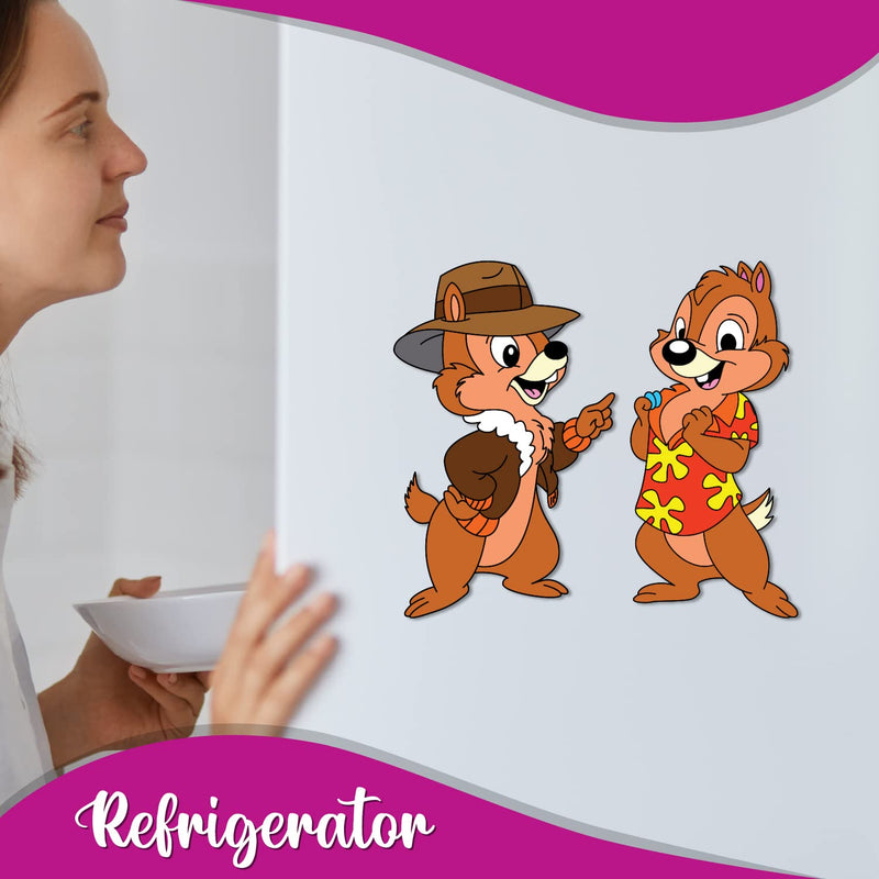 Bhai Please Chip and Dale Wooden Fridge Magnet (Pack of 1) Fun Comic Character Gift and Decoration