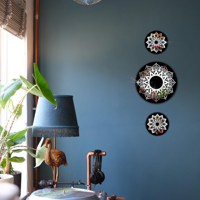 VAH- Kya Bat Hai !! Silver 3D Mandala Design Wooden Acrylic Mirror Wall Sticker for Home Decoration