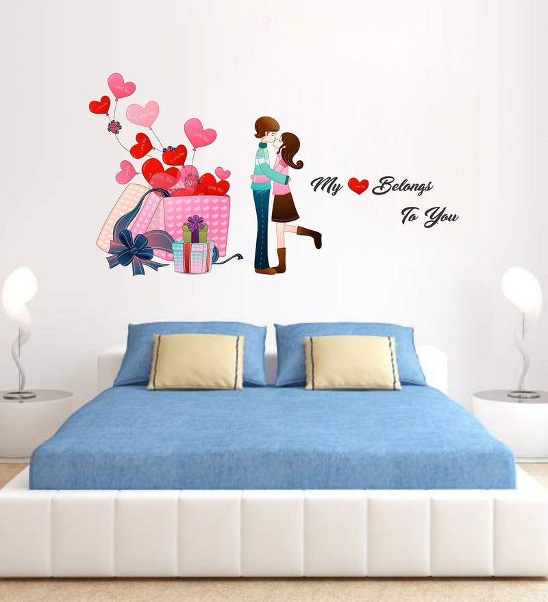 Tuffuk Velantine Love Couple Large Vinyl Wallstickers for Home Decorations(110 cm x 60 cm)5TZ0149