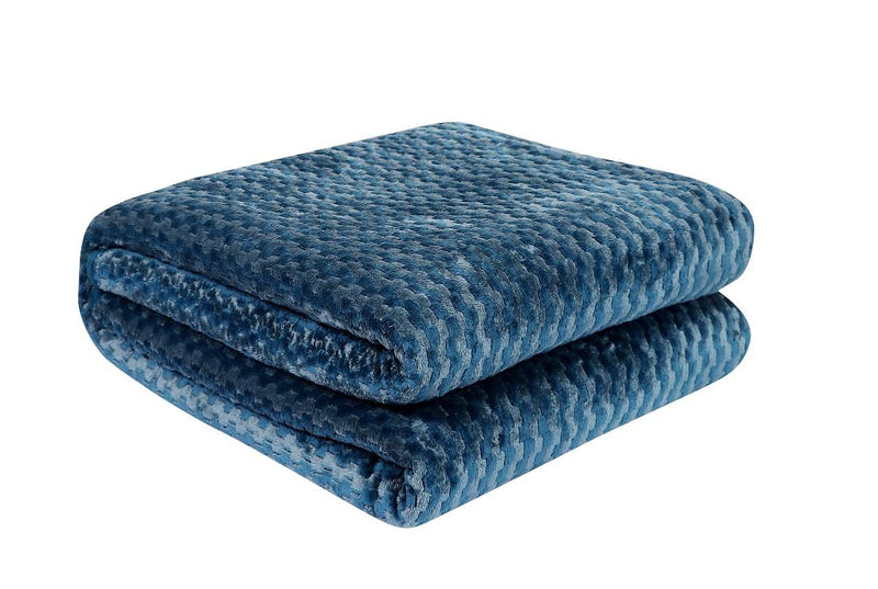 PRINDA Presents Luxurious 300 GSM Flannel/Warm Velvet Double Blanket,Topsheet (Size-90X100 Inch) Colour Navy Blue