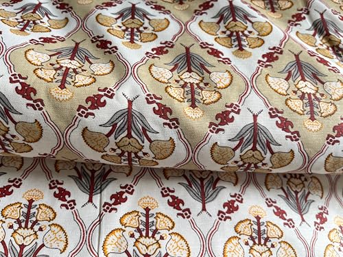 Cotton Double Bed Dohar with Intricate Designs, Beige and Brown