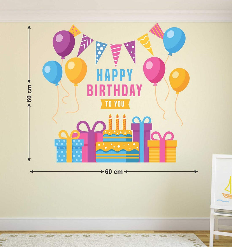 Tuffuk Happy Birthday Large Vinyl Wallstickers for Home Decorations(60 cm x 60 cm)5TZ025