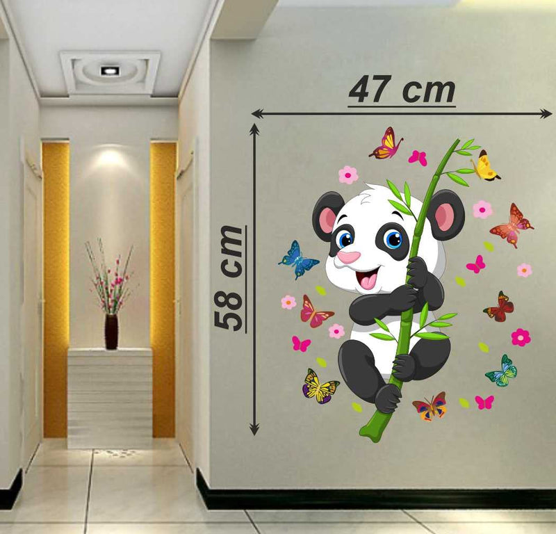 Delight Art Beautiful Pandas and Butterfly Design Wall Sticker Size - (47 * 58) cm