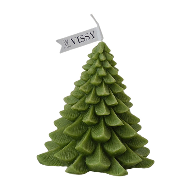 ATORSE® Christmas Tree Wax Scented Candle Creative Curve Home Decor Prop Olive Green