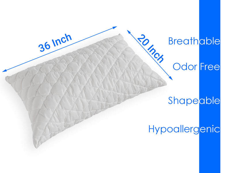 AVI Premium Quilted Bed Pillows for Sleeping Microfiber Filler Soft & Luxurious for Side and Back Sleepers, Set of 2 King Size, 20 x 36 Inch, White