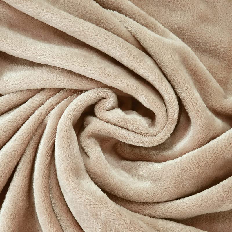 BSB HOME Polyester Premium Plush Single Blanket|300 GSM Lightweight Cozy Soft for Bed, Sofa, Couch, Travel&Camping|150X220 Cm Or 60X86 Inches|Beige,200 TC