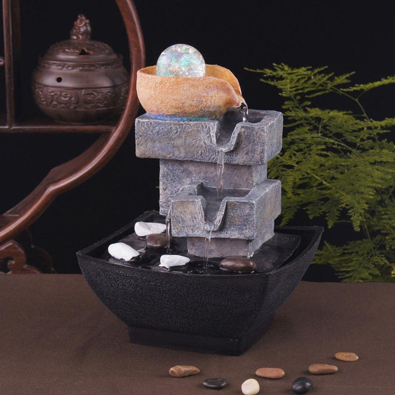 CALANDIS Indoor Feng Shui Tabletop Fountain Ornaments Relaxing Home Office Decor A