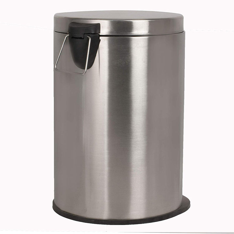 Mofna Stainless Steel Plain Pedal Dustbin With Plastic Bucket (8''X13''- 7 Liter)