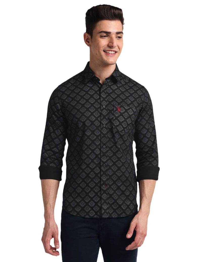 U.S. POLO ASSN. Men's Plaid Slim Fit Shirt (UDSHTO1132_Black