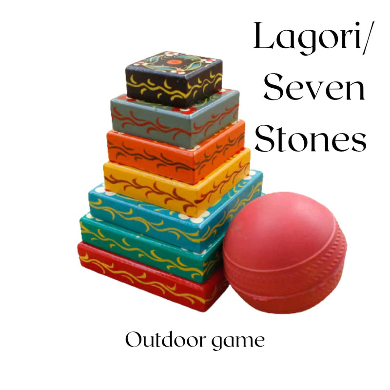 Ancient Living lagori Pitthu Satodiyu 7Stones Seven Stones Satoliya Handpainted Indian Traditional Game above 5 Years