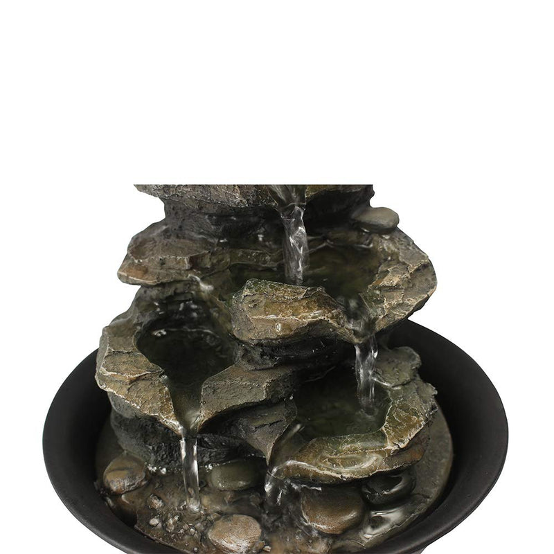 ZEERKEER Spinning Orb Rock Cascading Tabletop Fountain, Zen Meditation Indoor Waterfall Feature with LED Light for Home Office Bedroom Relaxation