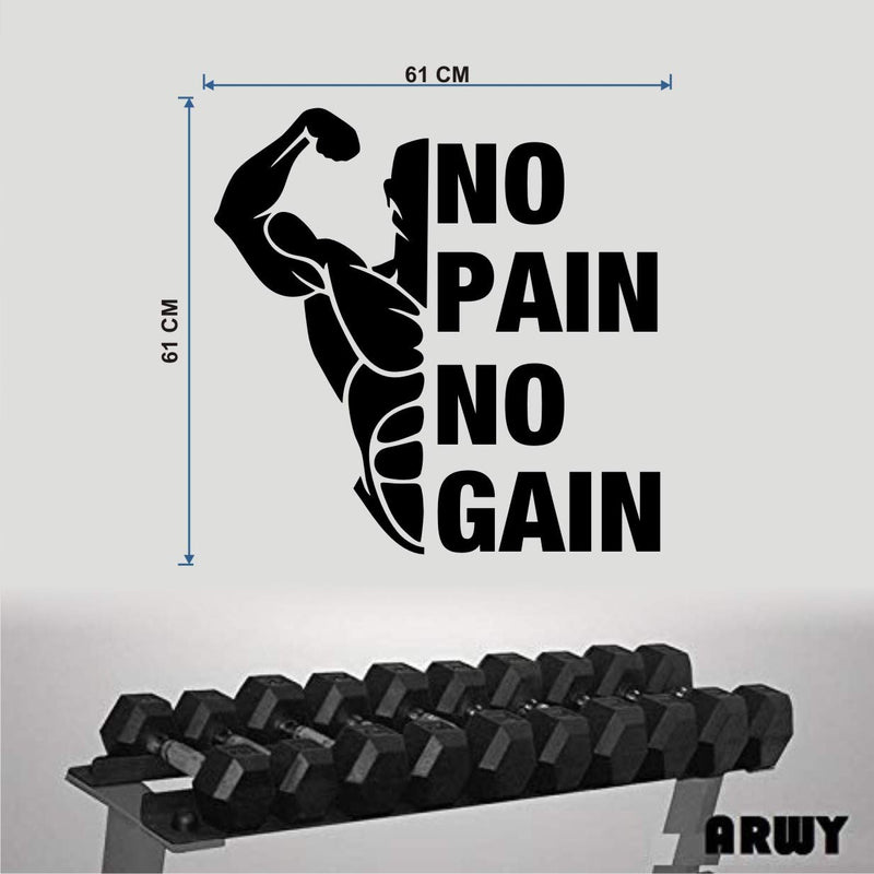 Ruby D�COR Gym Sticker NO Pain NO GAIN for Wall and Glass Size 61cmX61cm