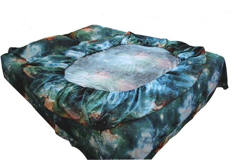 Sandyshow Galaxy Quilt Cover Galaxy Duvet Cover Galaxy Sheets Space Sheets Outer Space Bedding Set Fitted/Flat sheet with 2 Matching Pillow Cases Queen Size(Comforter Not Include) (Fitted Sheet, 2)