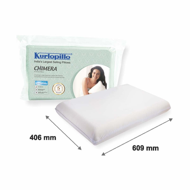 Kurl-On Polyurethane Foam Pillow, 23" X 14" X 4", White, Pack of 1