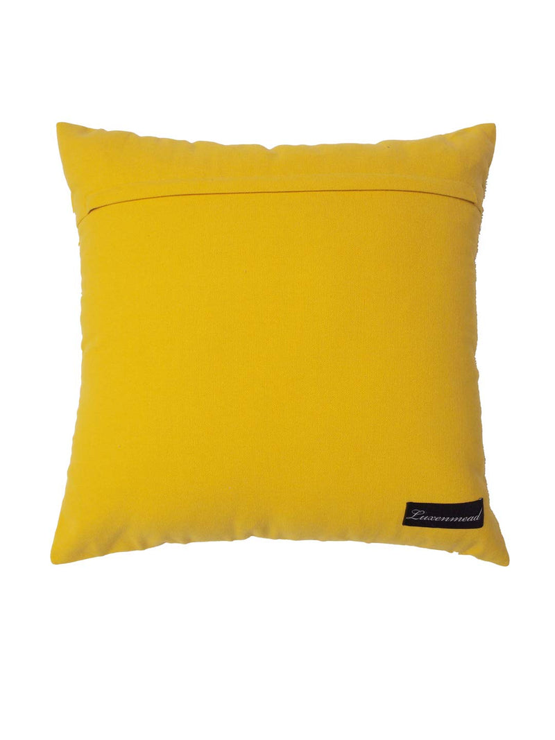 aRDENMEAD Set of 2 Decorative Cottonthrow/Pillow Cushion Covers with Terry Embroidery.Set for Your Sofa,Living Room (16 X 16 Inches | 40 X 40 Cm, Yellow) (Yellow), 210 TC