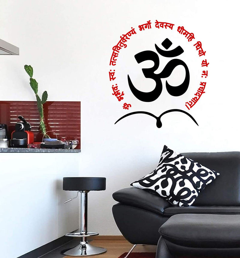 Asmi Collections Gayatri Mantra and Om Wall Sticker