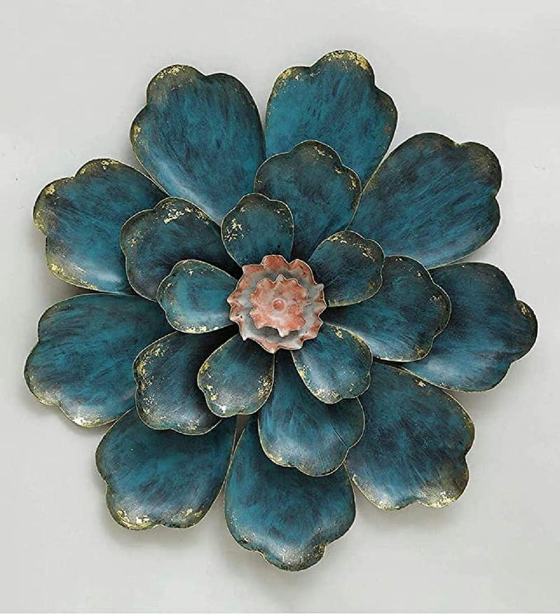 World Decor Shine Flower Wall Decor (24 * 02 * 24 in), Turquoise