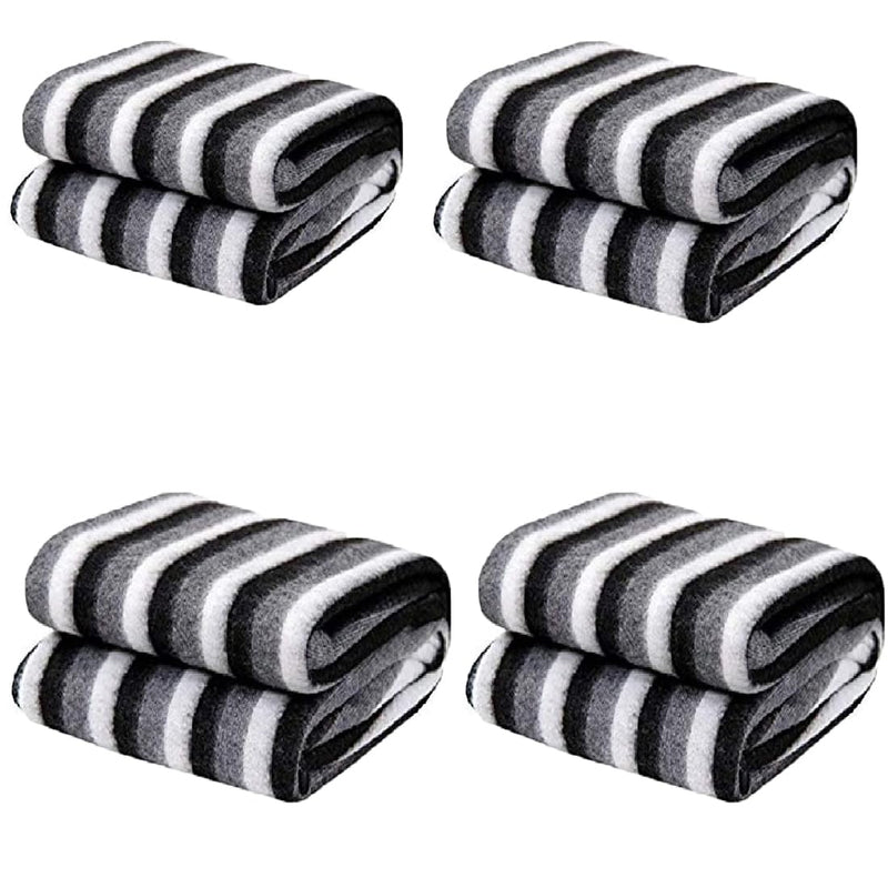 STARNSTYLE 300 TC All Season Light Weight Striped Polar Fleece Single Bed Donation Blanket (152 x 230 cm Pack of 4