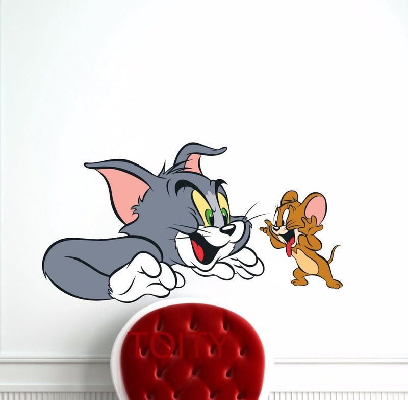 Tom and Jerry Self Adhesive VinylWaterproof Decorative Wall Stickers for Hall, Bedroom, Kitchen and Furniture