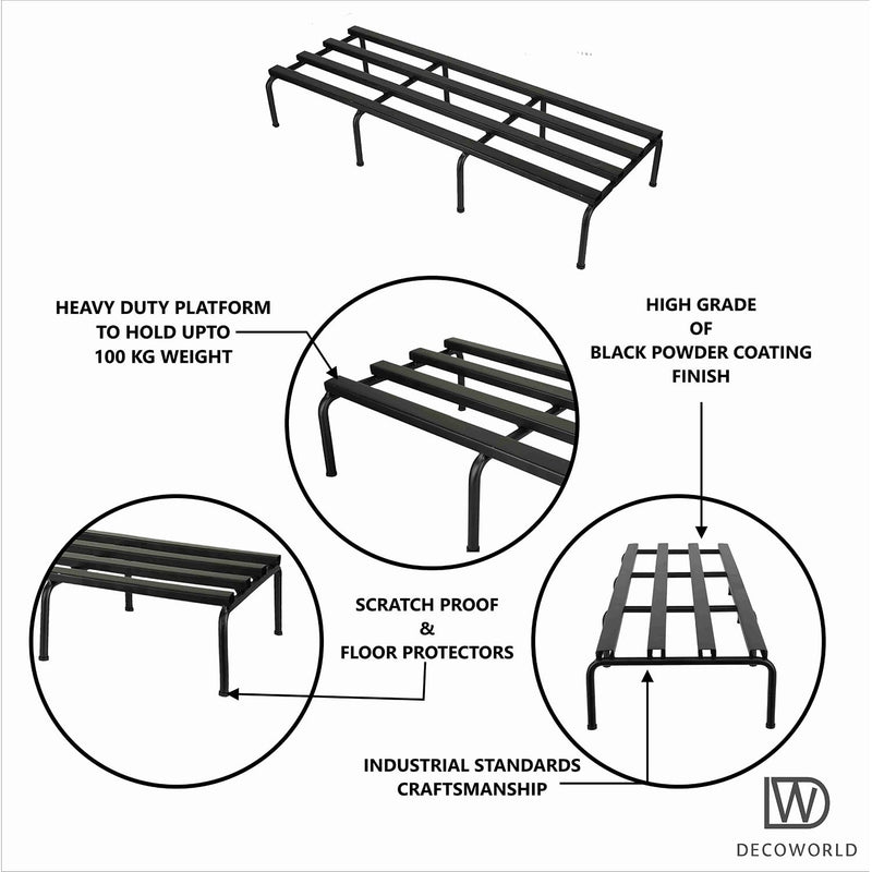 DECOWORLD || Metal Planter Stand || Plant Stand for Pots|| Outdoor Plant Stand || Black (Set of 4)