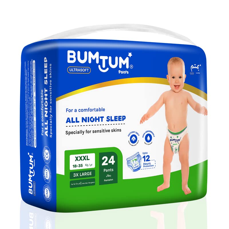 Bumtum Baby Diaper Pants, XXXL Size, 48 Count, Double Layer Leakage Protection Infused With Aloe Vera, Cottony Soft High Absorb Technology