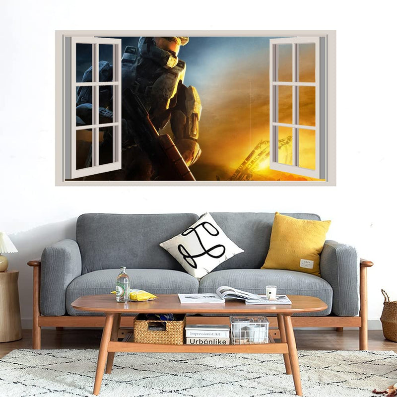 GADGETS WRAP Printed Wall Decal Sticker Fake Window Style Decal (90cm x 50cm) - Soldier on Planet